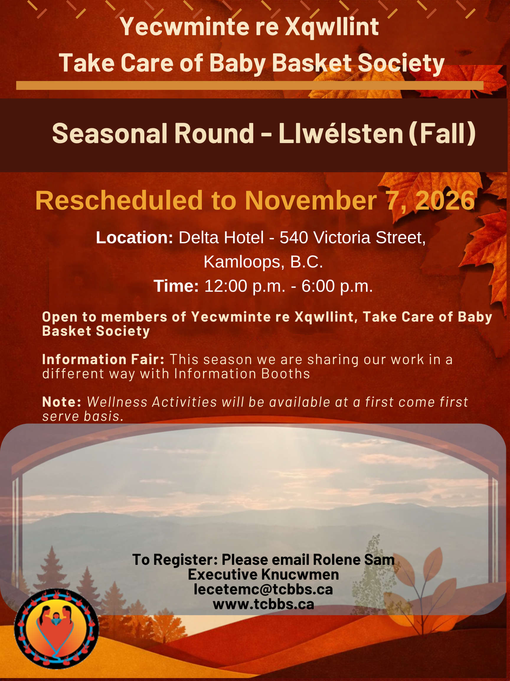 Fall Seasonal Round Poster. Event is on November 7th 2026.